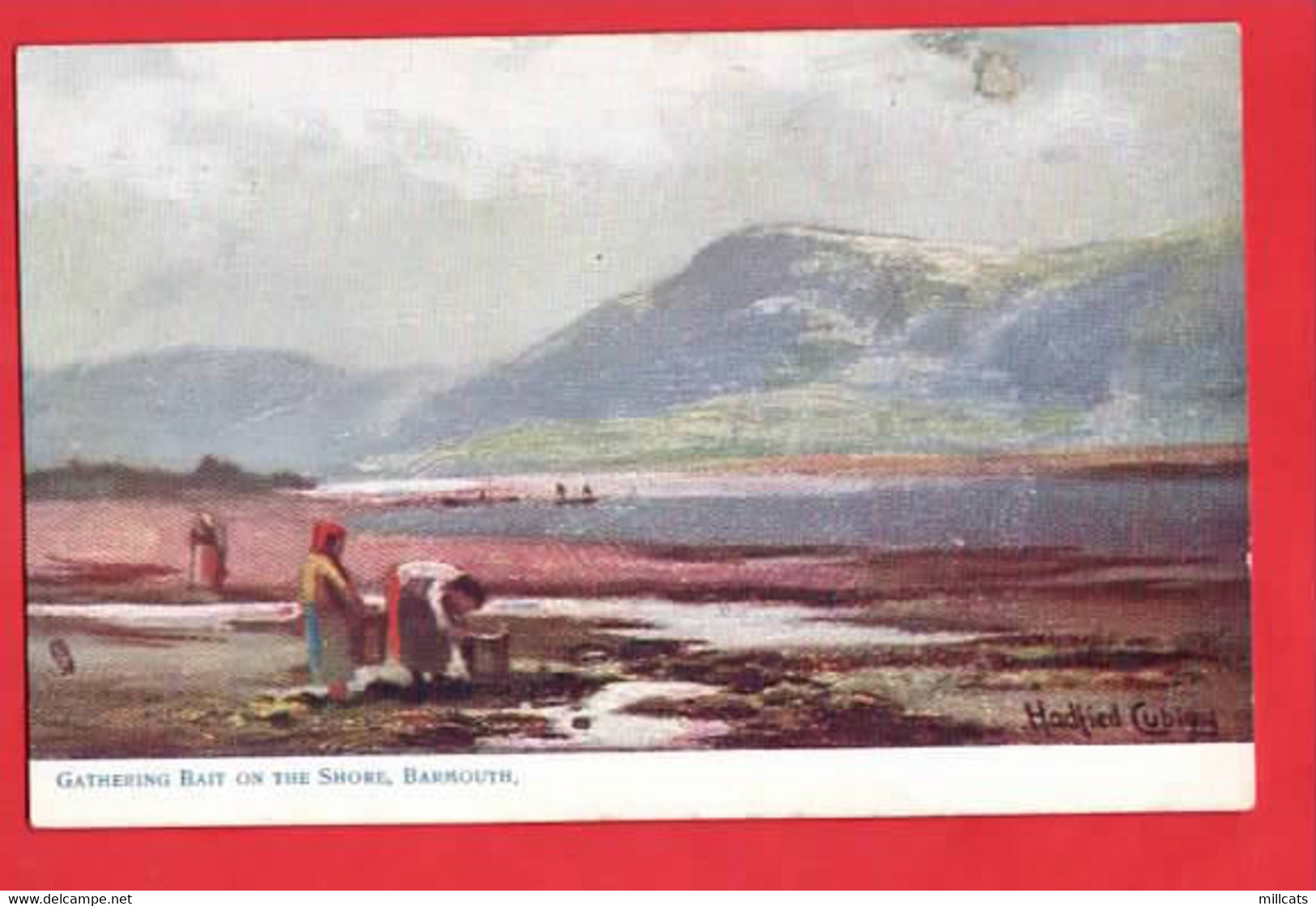 UK WALES CAERNARVONSHIRE  BARMOUTH GATHERING BAIT ON THE SHORE  RAPHAEL TUCK SERIES - Merionethshire