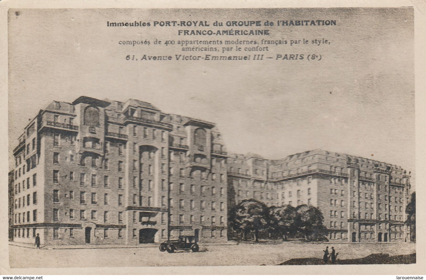 75008 PARIS - Immeubles Port Royal Du Groupe De L' Habitation Franco Américaine 61, Avenue Victor Emmanuel III - Arrondissement: 08