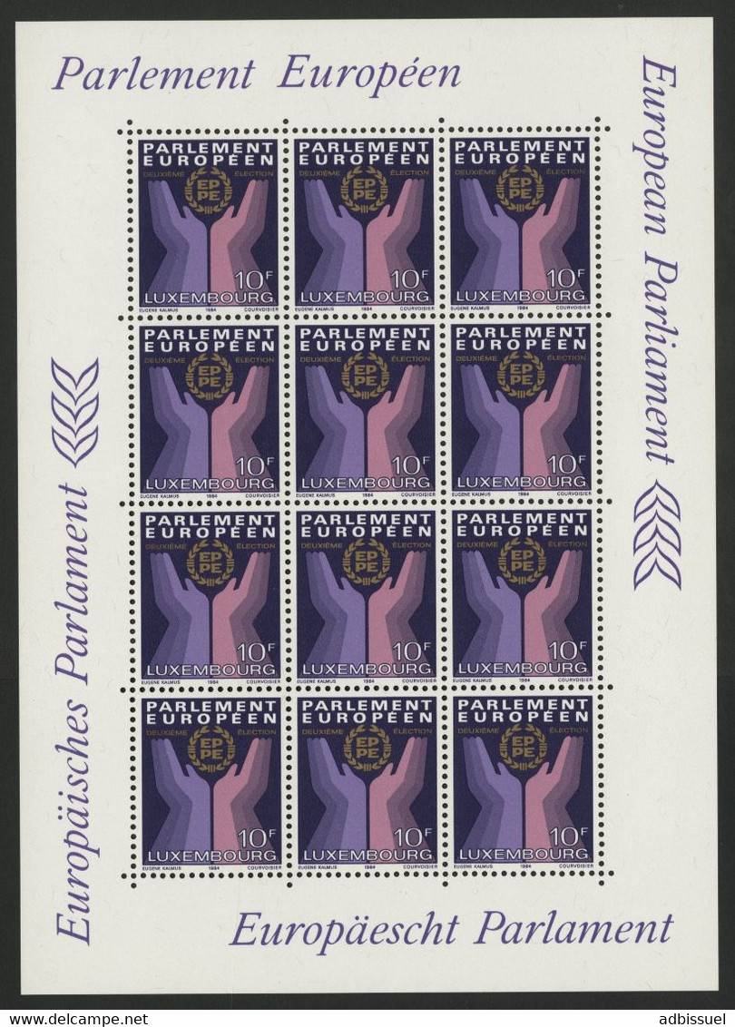 LUXEMBOURG N° 1047 FEUILLE COMPLETE 12 Exemplaires Neufs ** MNH Cote 14,40 € 10 Fr Parlement Européen - Ganze Bögen