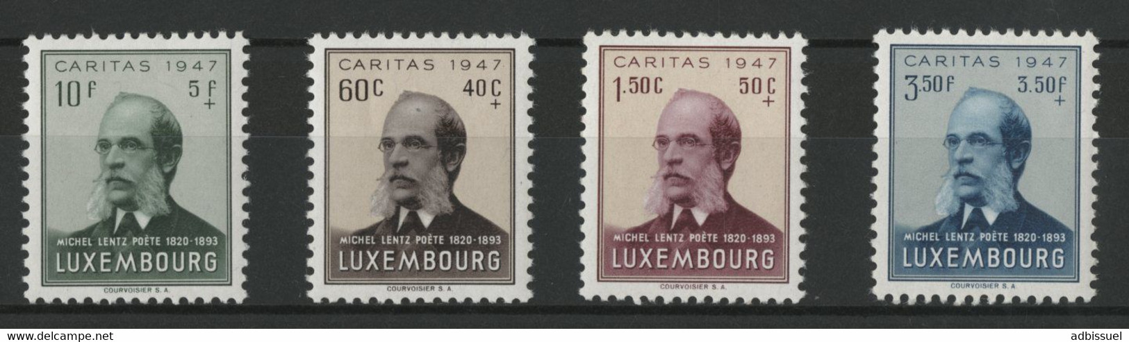 LUXEMBOURG N° 402 à 405 Cote 17 € Neufs ** MNH Poète Michel LENTZ 1947 - Ungebraucht