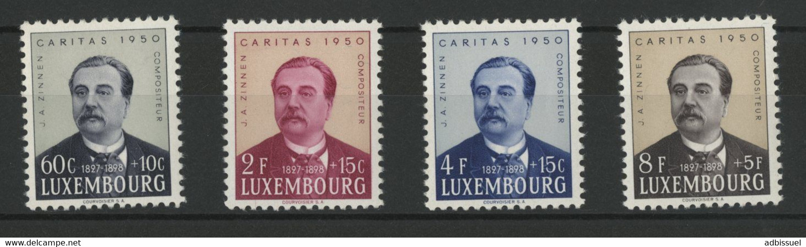 LUXEMBOURG N° 439 à 442 Cote 42 € Neufs ** MNH 1950 Série Complète ZINNEN Compositeur - Unused Stamps