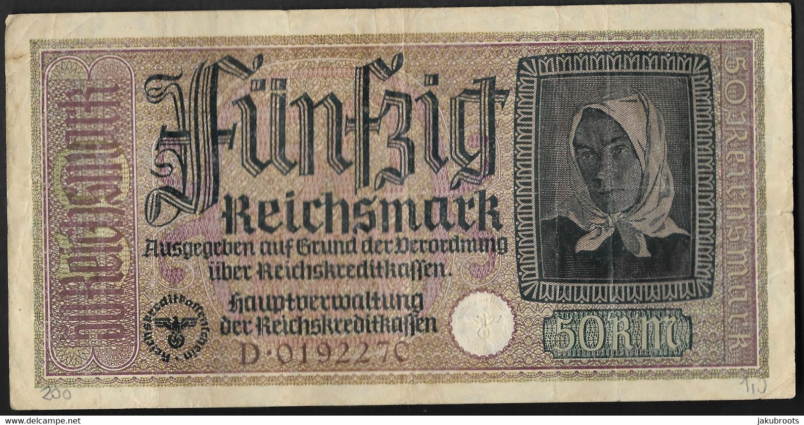 1939--1945. 50 REICHSMARK , Fair Condition - 50 Reichsmark
