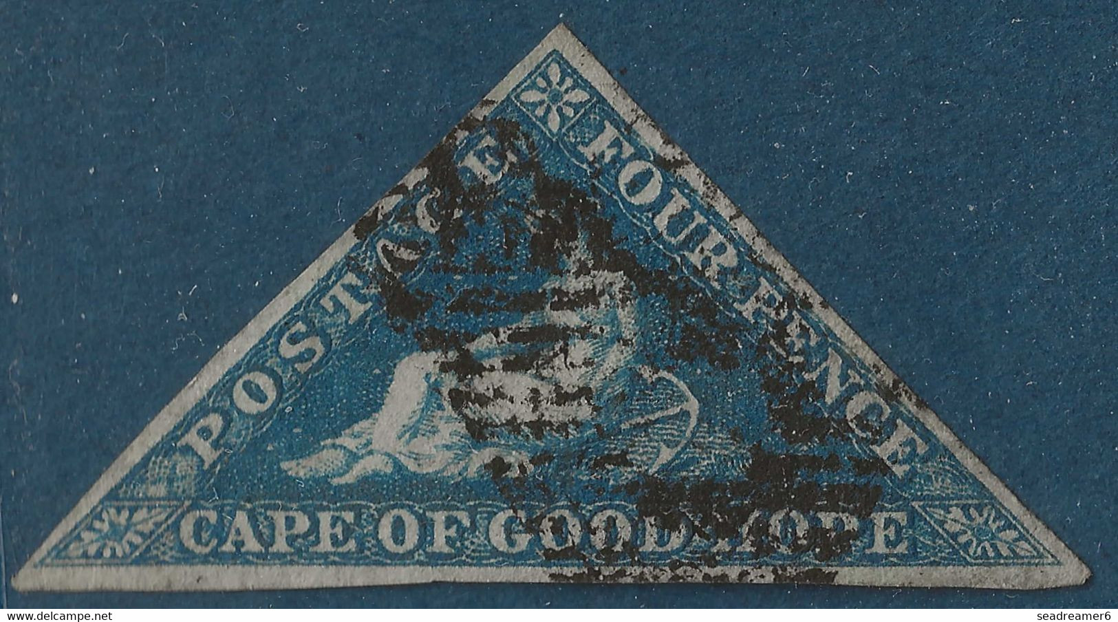 Cap Of Good Hope N°4 4 Pence Bleu Papier Blanc Oblitéré Frais & TTB Signé Calves - Kaap De Goede Hoop (1853-1904)