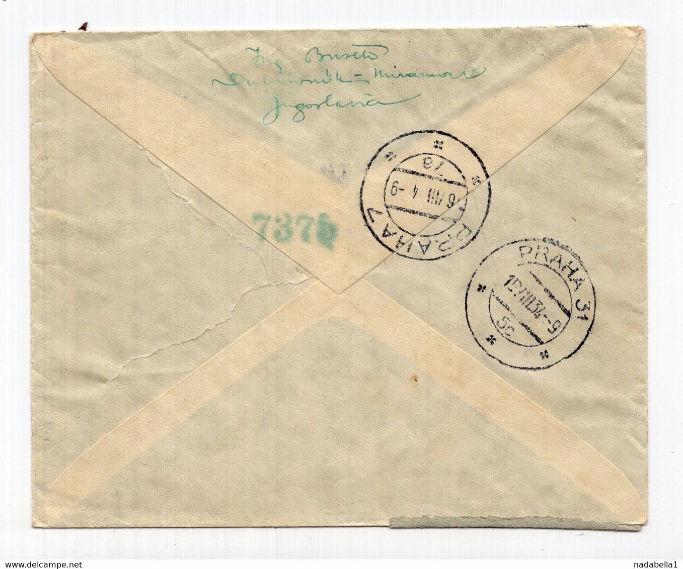 1934. KINGDOM OF YUGOSLAVIA,CROATIA,DUBROVNIK TO PRAGUE,AIRMAIL COVER VIA SUSAK - Airmail