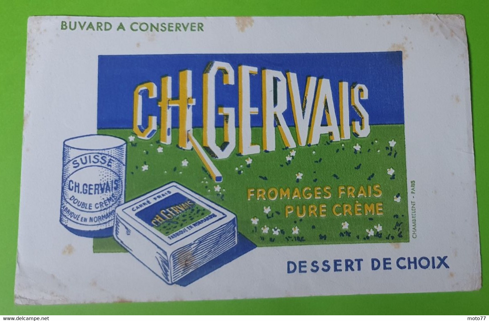 Buvard 602 - Fromage CH GERVAIS - Etat D'usage : Voir Photos - 21x13.5 Cm Environ - Année 1960 - Produits Laitiers