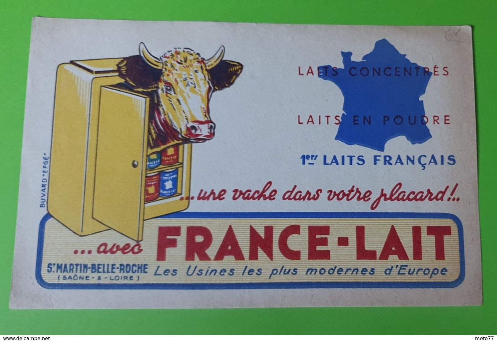 Buvard 604 - FRANCE LAIT - Vache Réfrigérateur - Etat D'usage : Voir Photos - 21.x13.5 Cm Environ - Année 1960 - Produits Laitiers