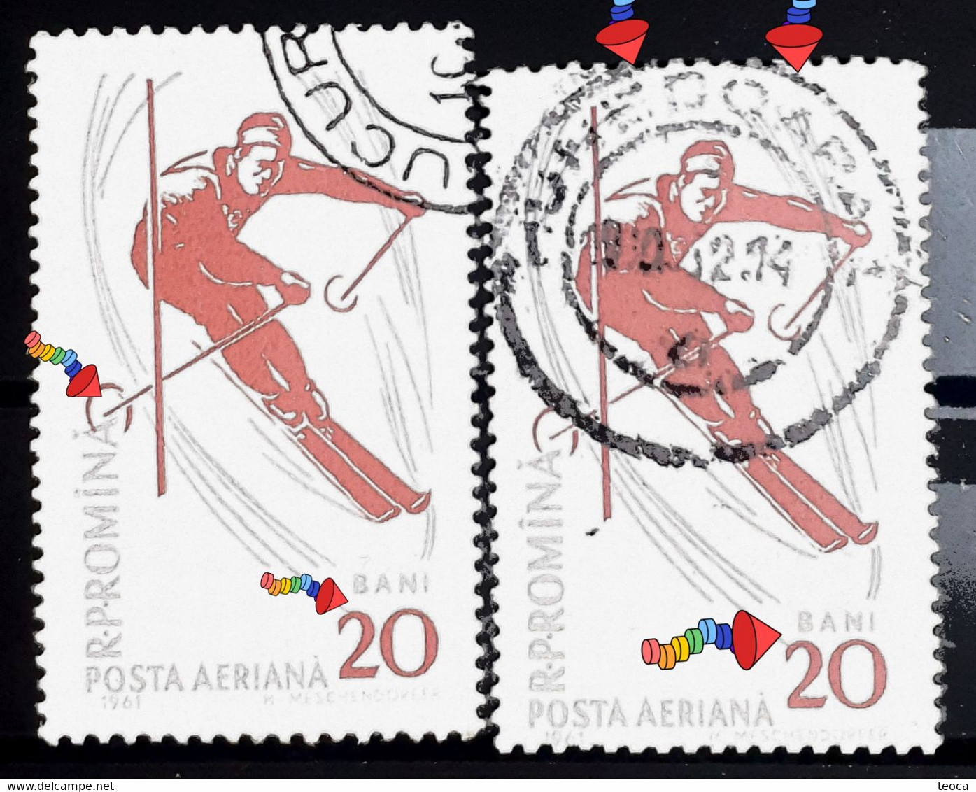 Errors Stamps  Romania 1961 # Mi 1952  Sky Mountain Sports Multiple Errors - Errors, Freaks & Oddities (EFO)