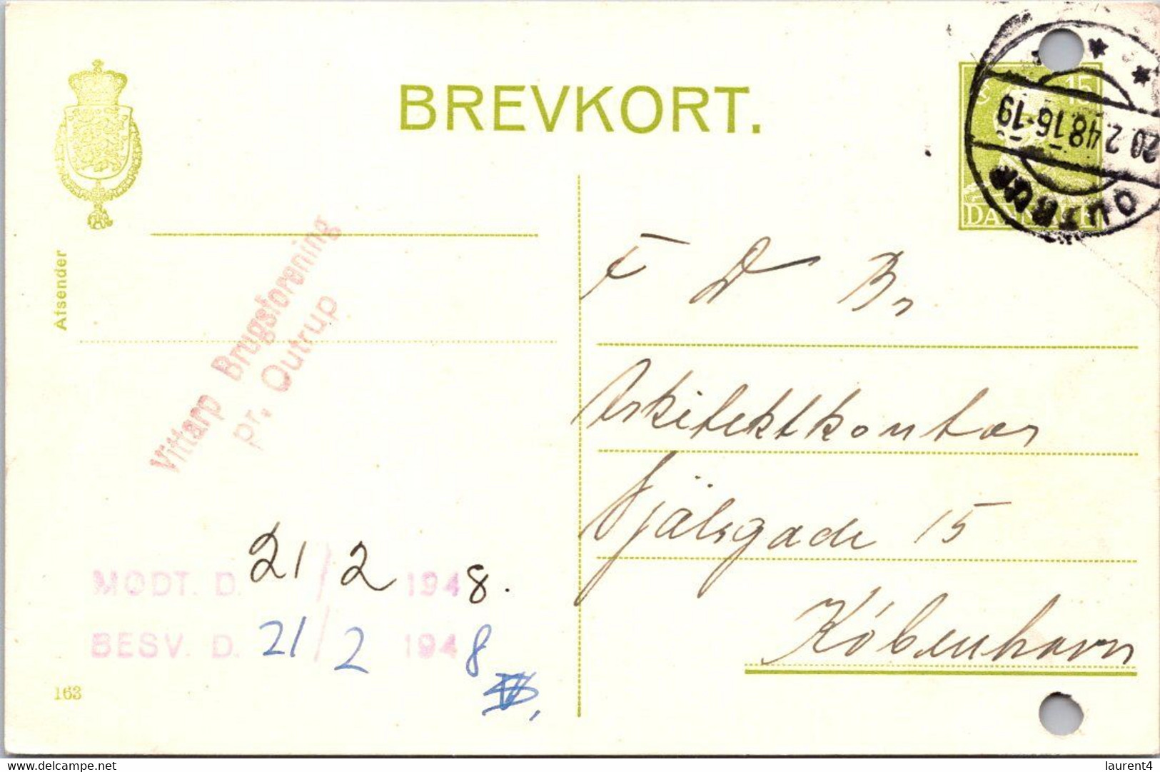 (4 C 8) Very Old Denmark - Brevkort - Posted 1948 (post WWII Era) - Other & Unclassified