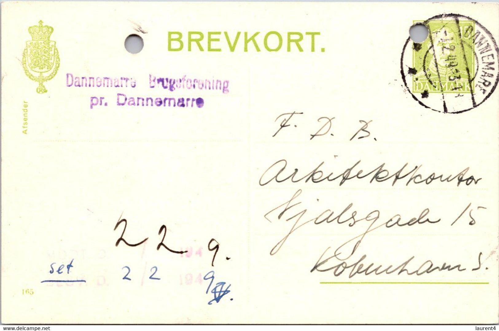 (4 C 8) Very Old Denmark - Brevkort - Posted 1949 (post WWII Era) - Other & Unclassified