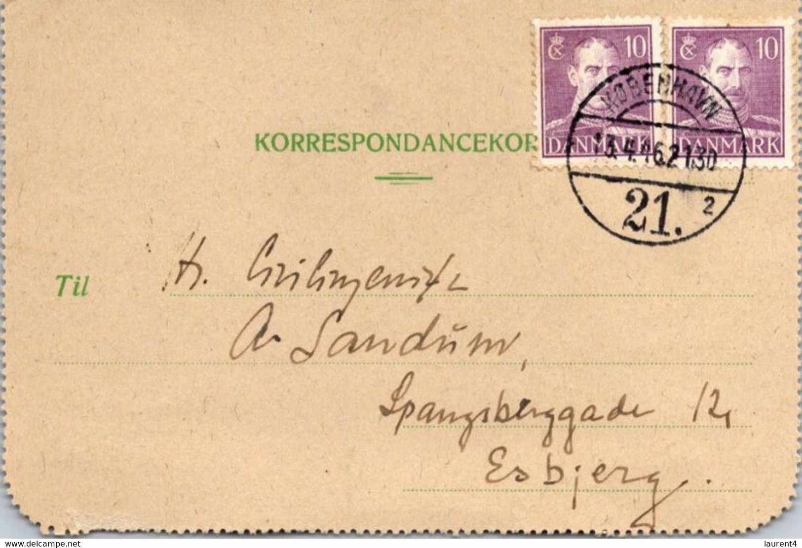 (4 C 8) Very Old Denmark - Lettercard - Posted 1946 (WWII Era) - Other & Unclassified