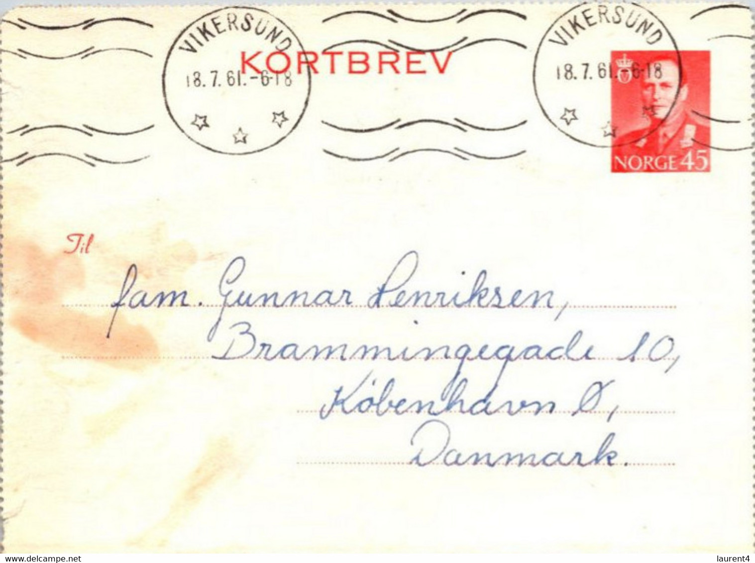 (4 C 8) Very Old Norway - Lettercard - Posted 1961 - Autres & Non Classés