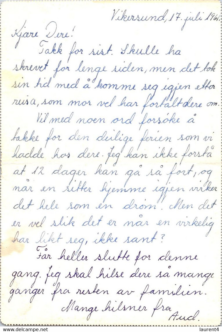 (4 C 8) Very Old Norway - Lettercard - Posted 1961 - Andere & Zonder Classificatie