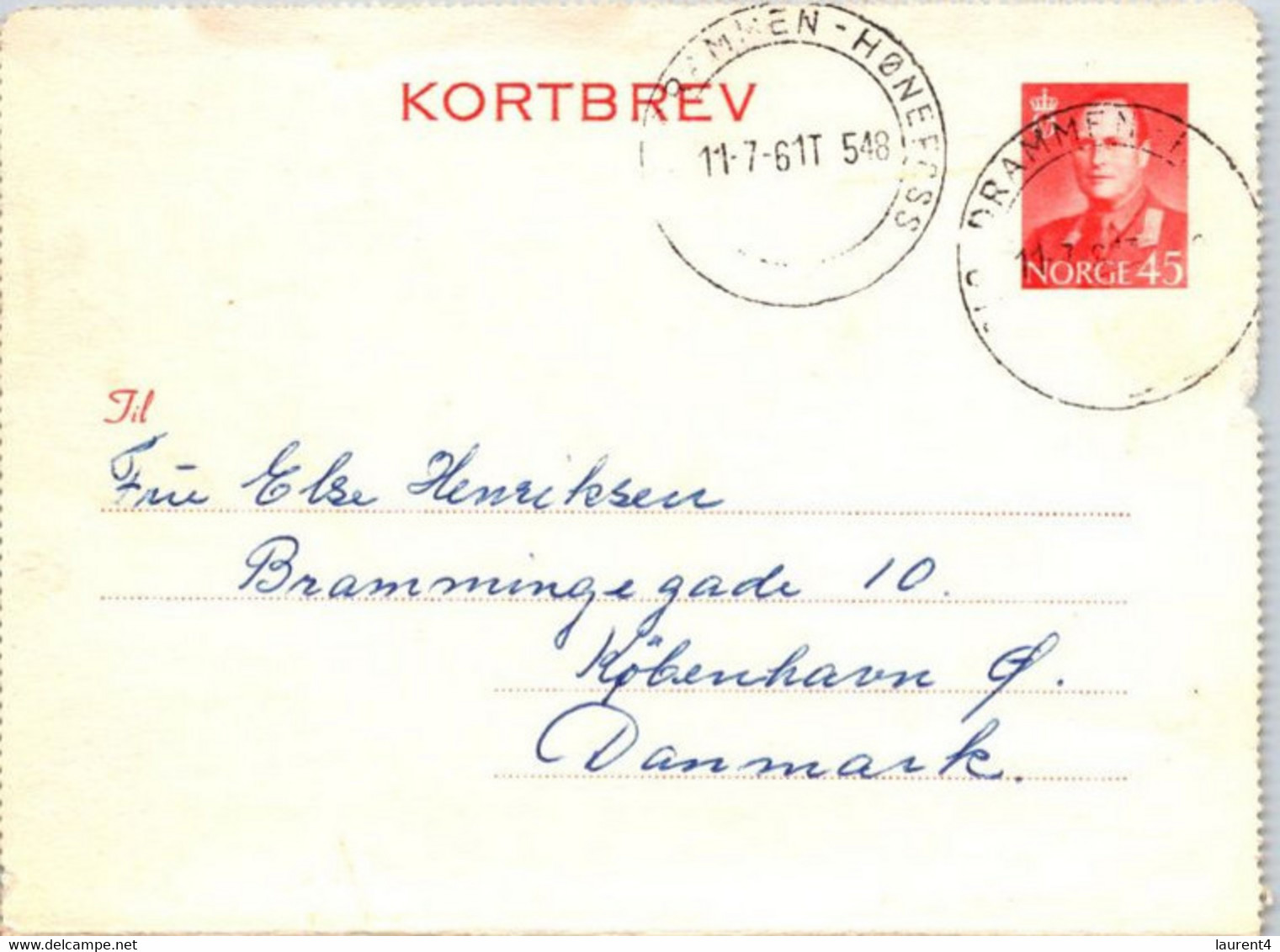 (4 C 8) Very Old Norway - Lettercard - Posted 1961 - Autres & Non Classés