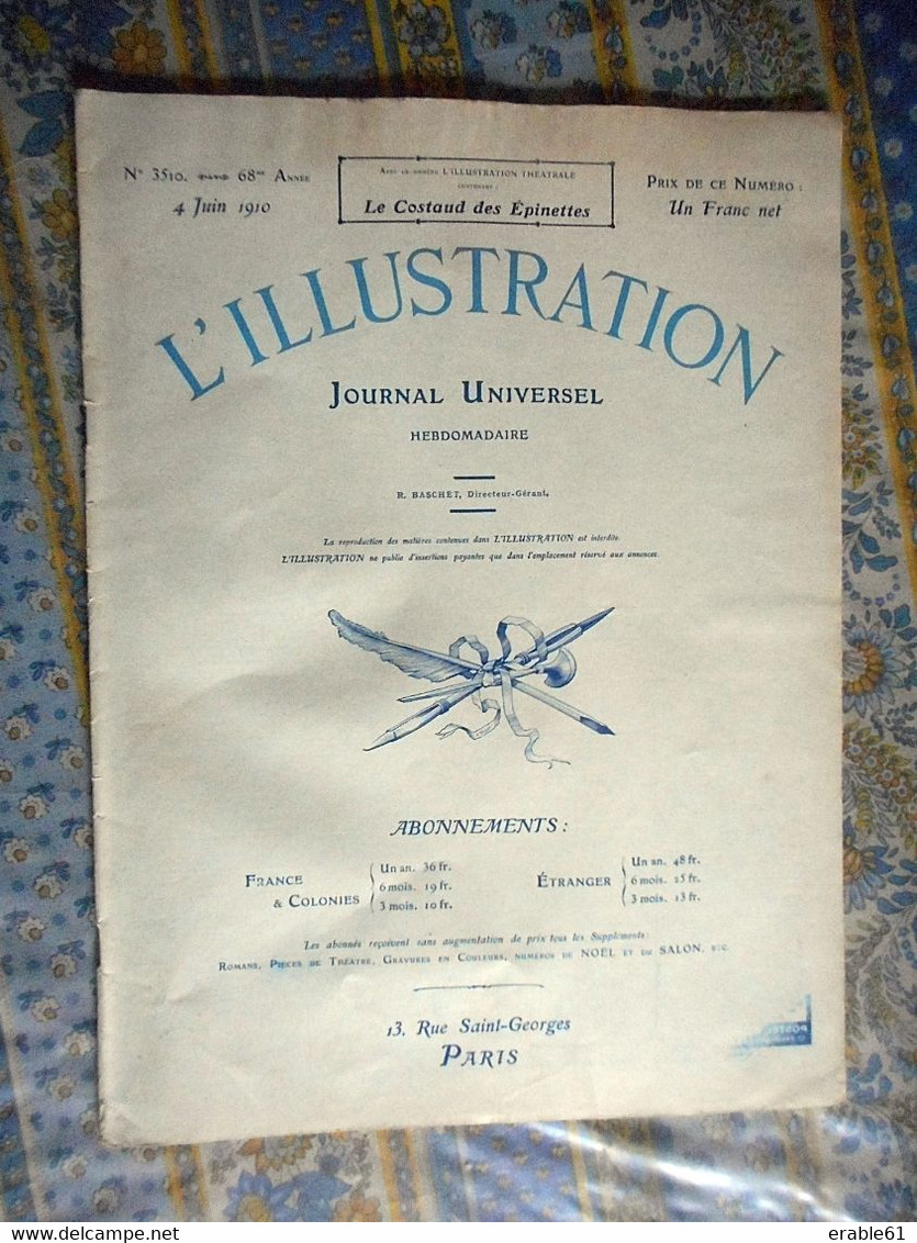 L' ILLUSTRATION 04/06 1910 CALAIS PERTE SUBMERSIBLE PLUVIOSE ANTARTIQUE EXPEDITION CHARCOT POURQUOI PAS TCHAD BIR TAOUIL - L'Illustration