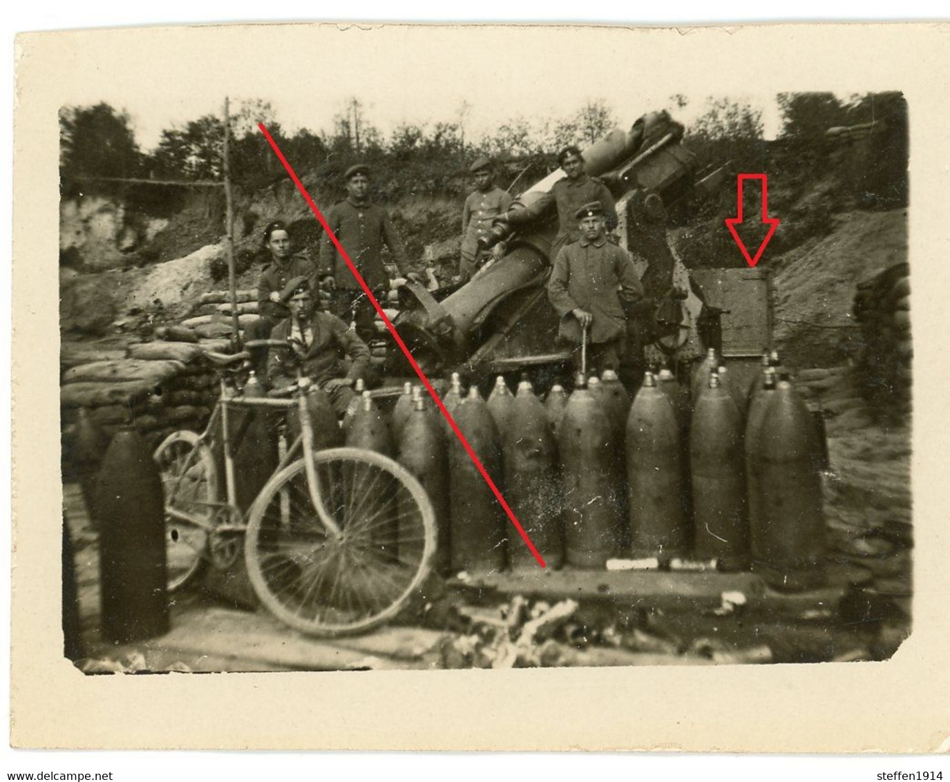 Photo Allemande - Schweres Englisches Geschütz Artillerie Munition - Soldats Allemande - WWI 14/18 - 1914-18