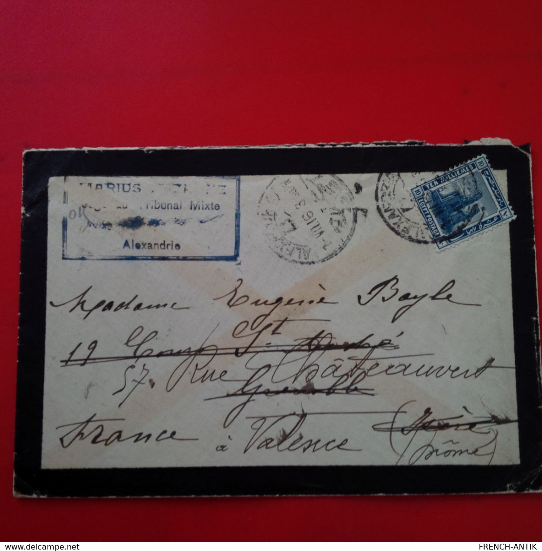 LETTRE ALEXANDRIE POUR VALENCE - 1915-1921 Protectorat Britannique