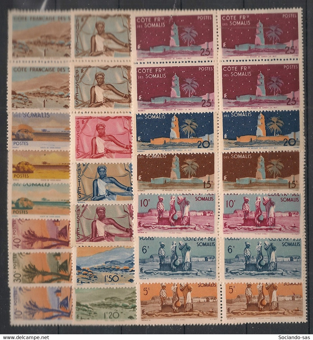 COTE DES SOMALIS - 1947 - N°Yv. 264 à 282 - Série Complète - Blocs De 4 - Neuf Luxe ** / MNH / Postfrisch - Nuevos