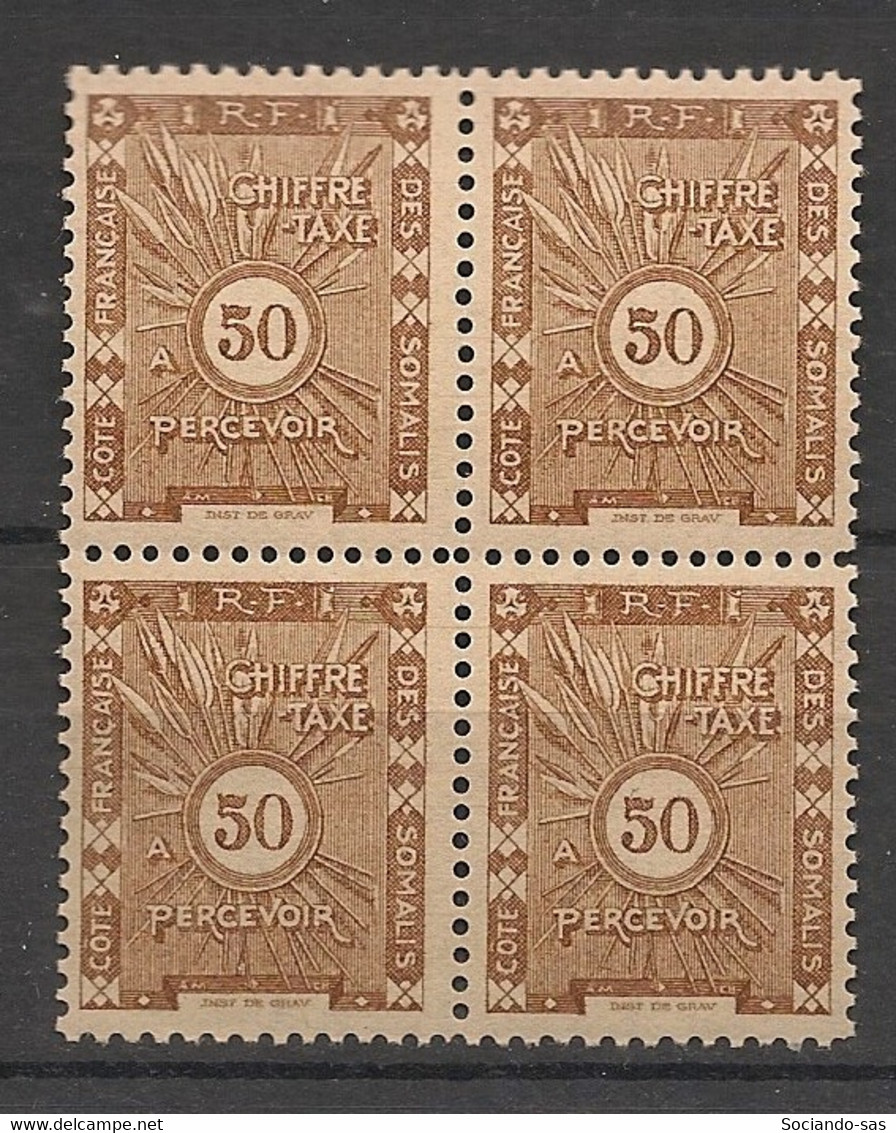 COTE DES SOMALIS - 1938 - Taxe TT N°Yv. 16 - 50c Brun - Bloc De 4 - Neuf GC ** / MNH / Postfrisch - Nuevos