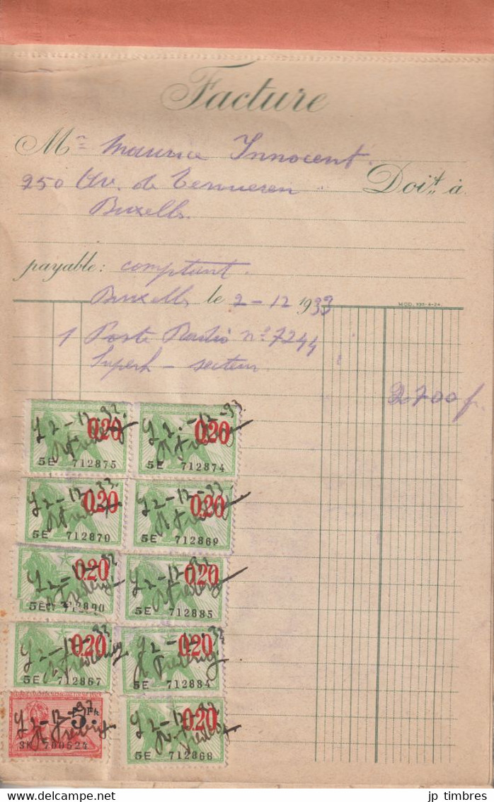 Carnet De 36 Factures Annulées Par "Timbres Fiscaux" - Stamps