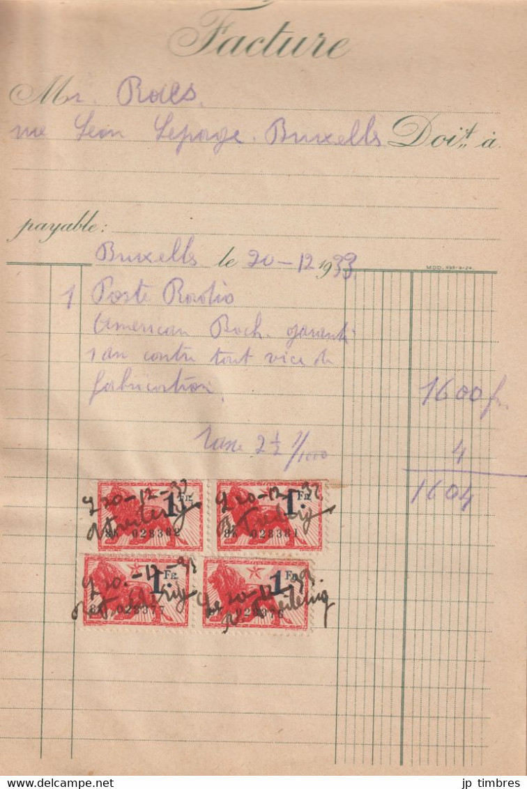 Carnet De 36 Factures Annulées Par "Timbres Fiscaux" - Stamps