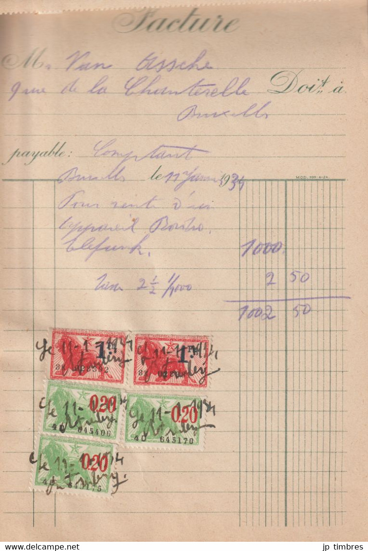 Carnet De 36 Factures Annulées Par "Timbres Fiscaux" - Sellos