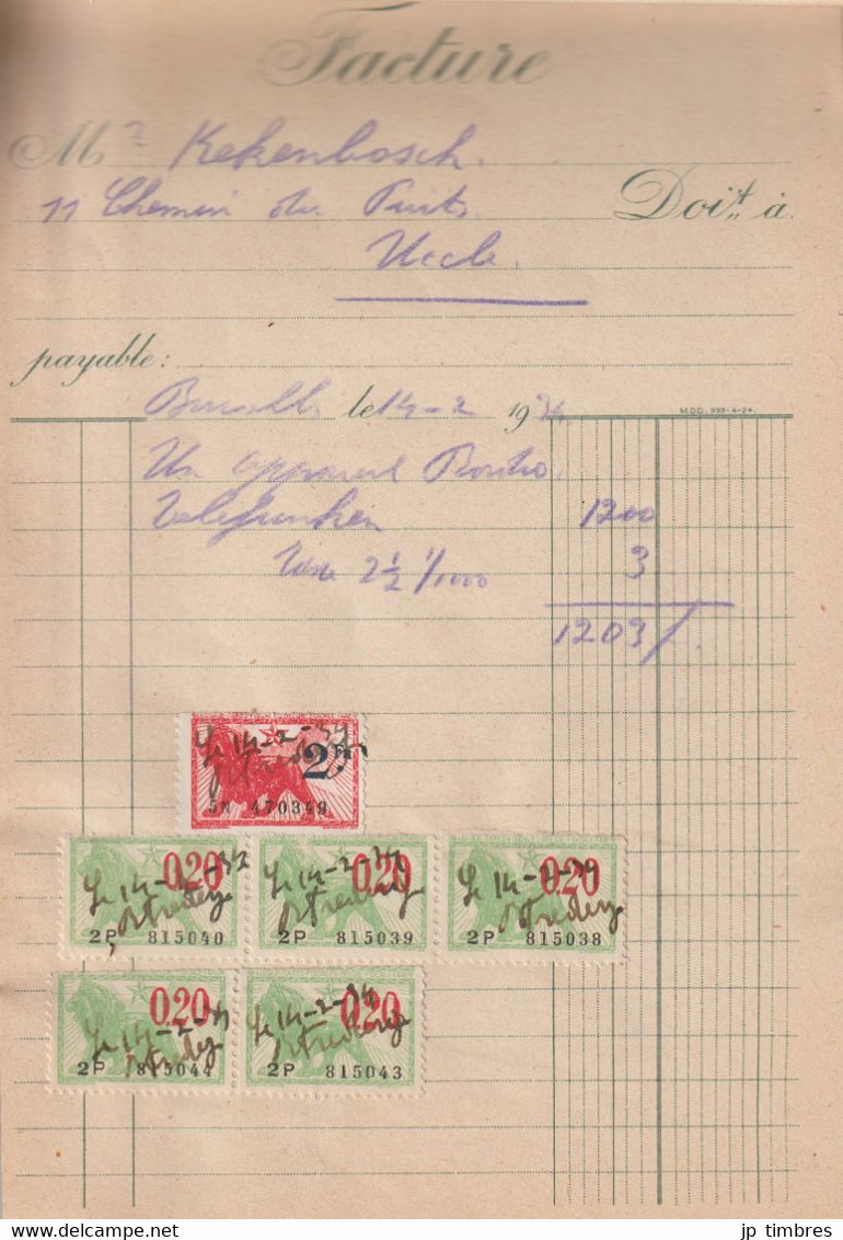 Carnet de 36 Factures Annulées par "Timbres Fiscaux"