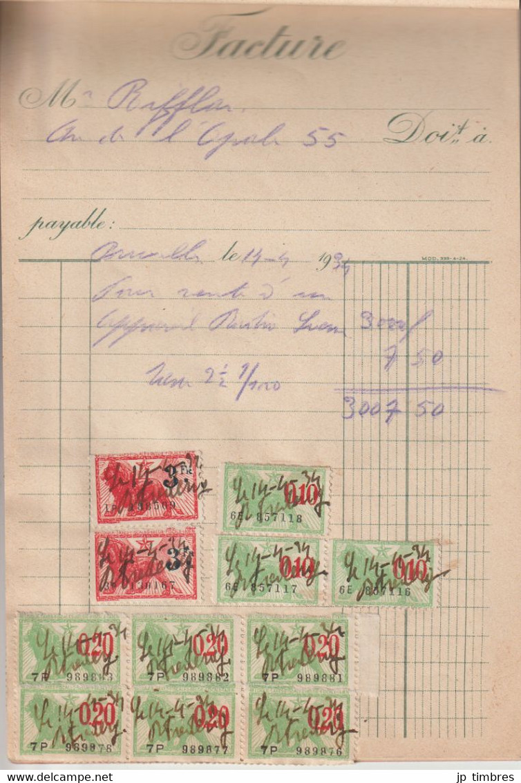 Carnet de 36 Factures Annulées par "Timbres Fiscaux"