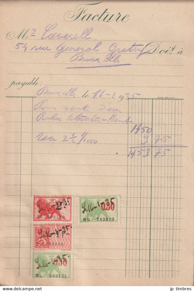 Carnet de 36 Factures Annulées par "Timbres Fiscaux"