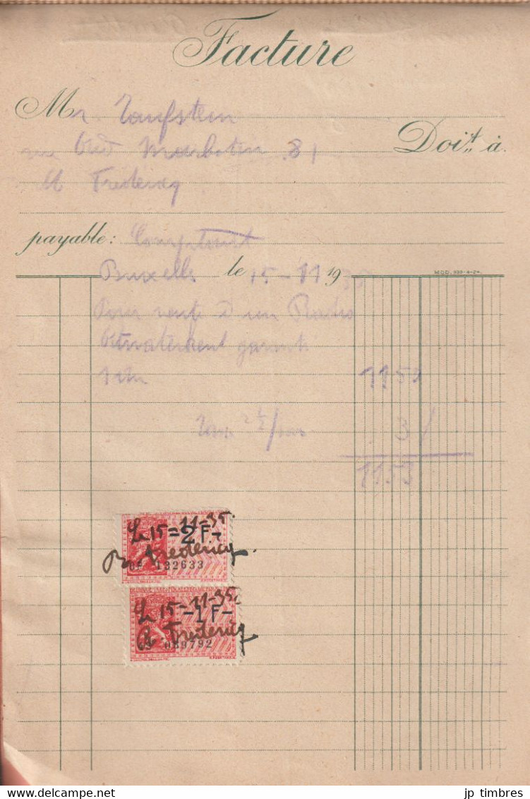 Carnet de 36 Factures Annulées par "Timbres Fiscaux"