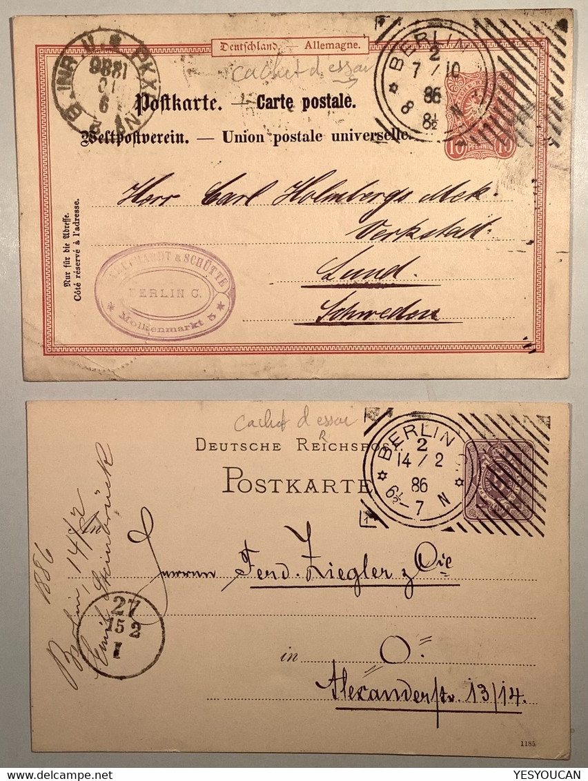 1886 HOSTER-Maschinenstempel “BERLIN C 2” RARE >Lund SCHWEDEN(Machine Cancel Sweden Cover Ganzsache Mécanique Lettre - Covers & Documents