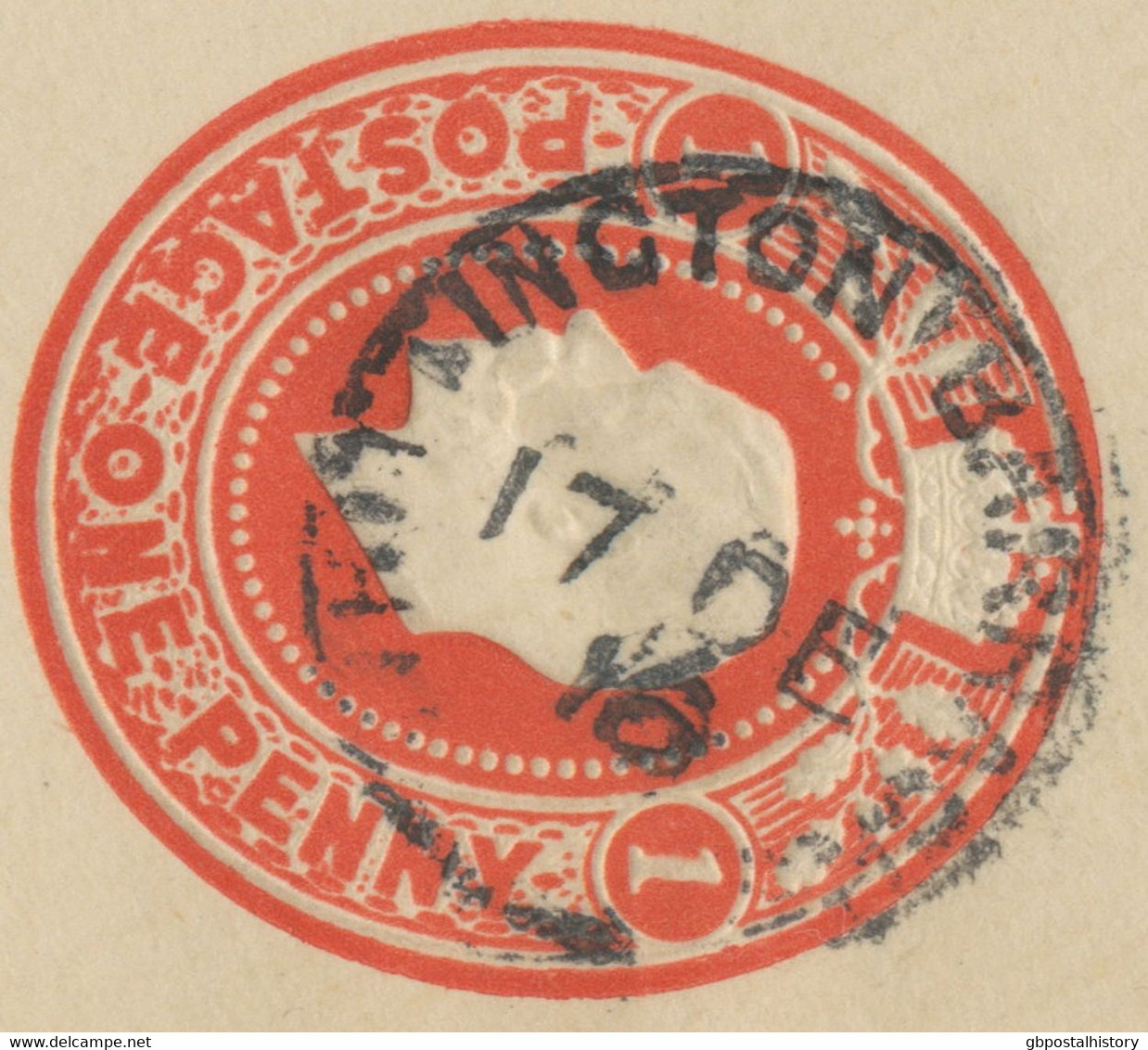 GB VILLAGE POSTMARKS "WHITTINGTON-BARRACKS" (LITCHFIELD, Hampshire) Thimble 21mm, Very Rare Clear Strike On GV 1d Red PS - Storia Postale