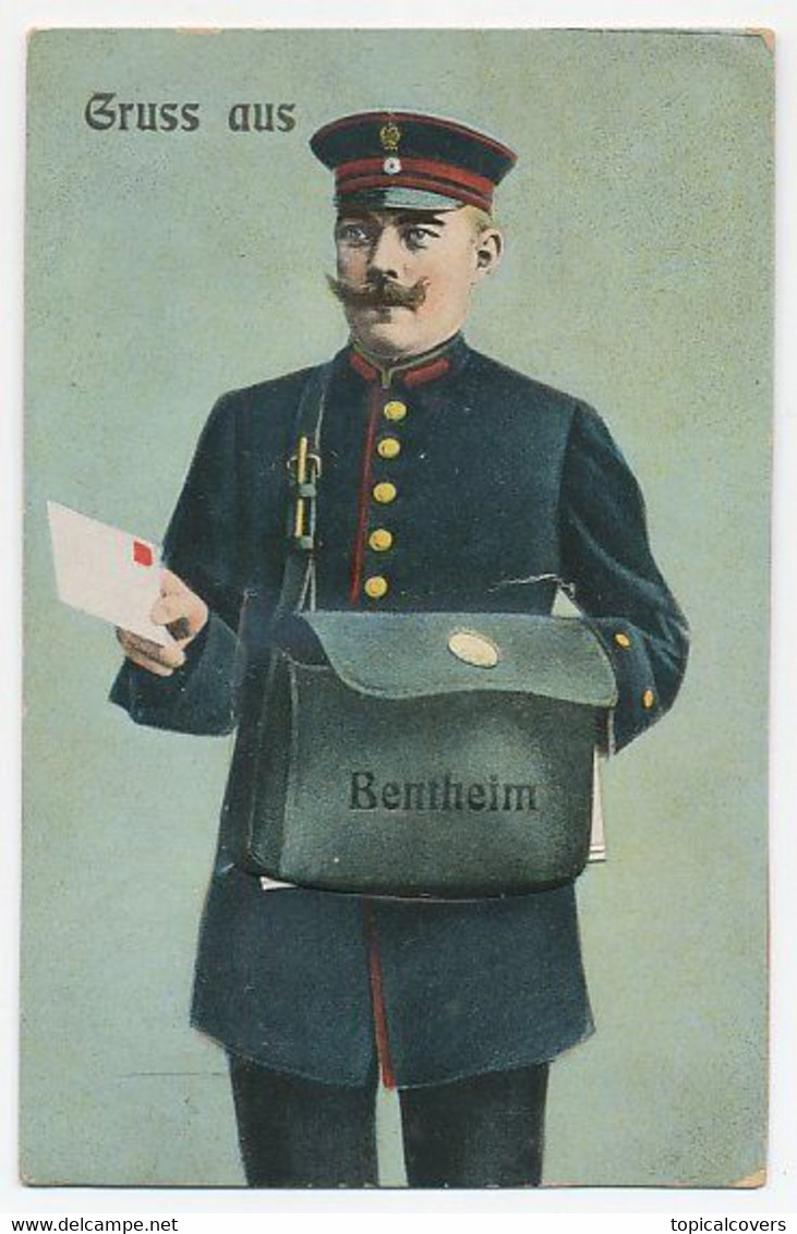 Postcard Bentheim Germany 1913 - Postman With Mail Bag With 10 Small Pictures - Bentheim