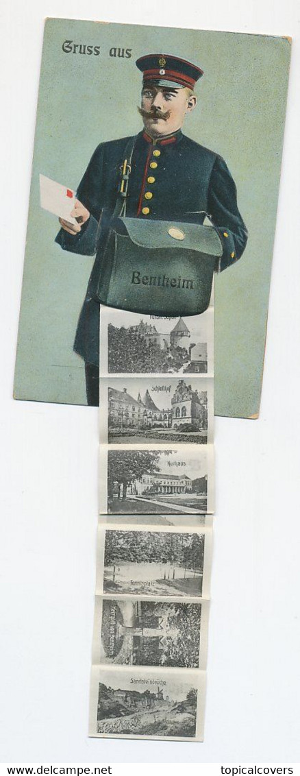 Postcard Bentheim Germany 1913 - Postman With Mail Bag With 10 Small Pictures - Bentheim