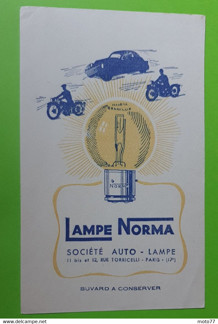 Buvard 627 - Lampe NORMA - Moto Auto - état D'usage : Voir Photos - 12.5 X 20.5 Cm Environ - Année 1960 - Transports