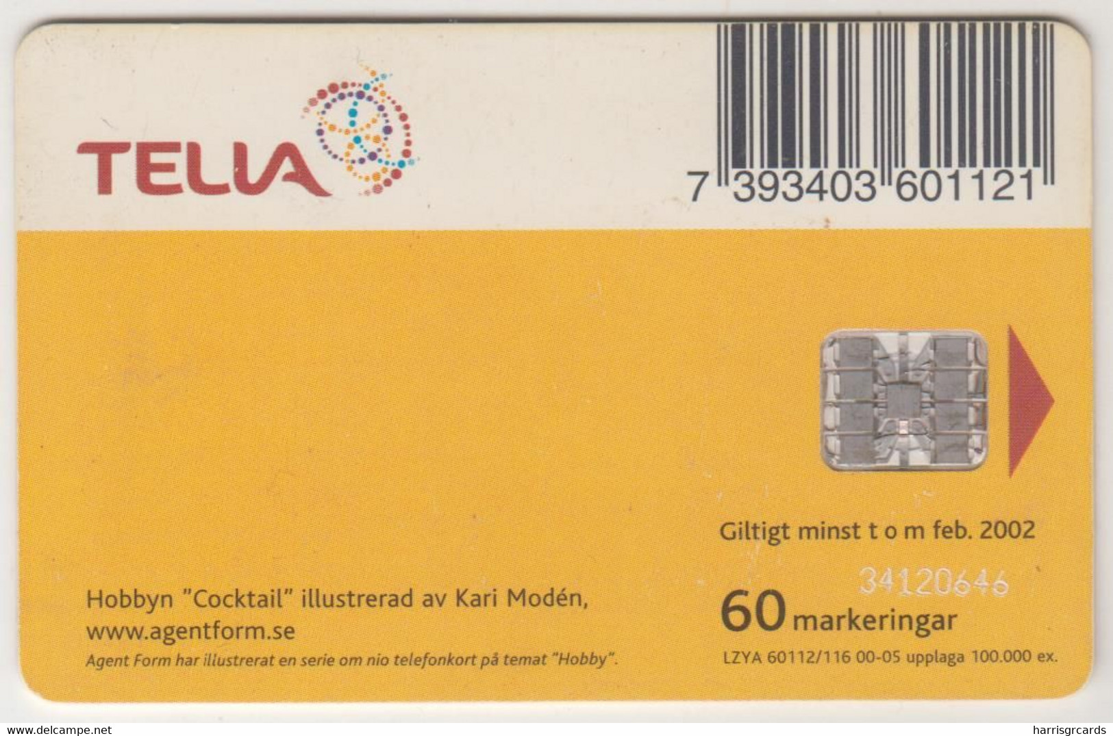 SWEDEN - Hobby 9 Coctail , Telia 60U, 05/00, Tirage 100.000, Used - Schweden