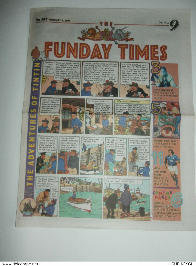 The Black Island FUNDAY TIMES TINTIN L'ile Noire Anglais 387 Du 09/02/1997 TTBE - Andere & Zonder Classificatie