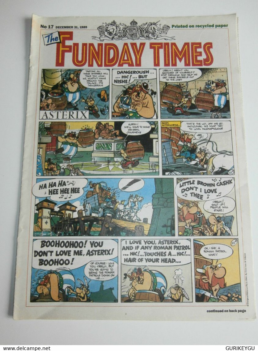The FUNDAY TIMES Anglais N° 17 Asterix And The Big Fight Bugs Bunny 21/12/1990 - Sonstige & Ohne Zuordnung