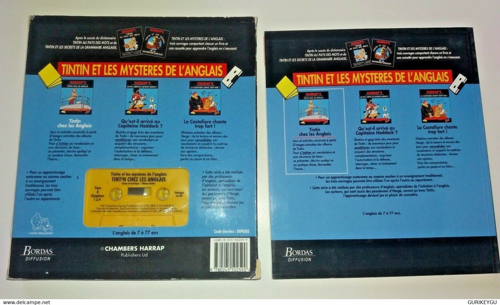 HARRAP'S Tintin Les Mystères Chez Les Anglais Cassette Audio Jeux Activités 1994 - Altri & Non Classificati