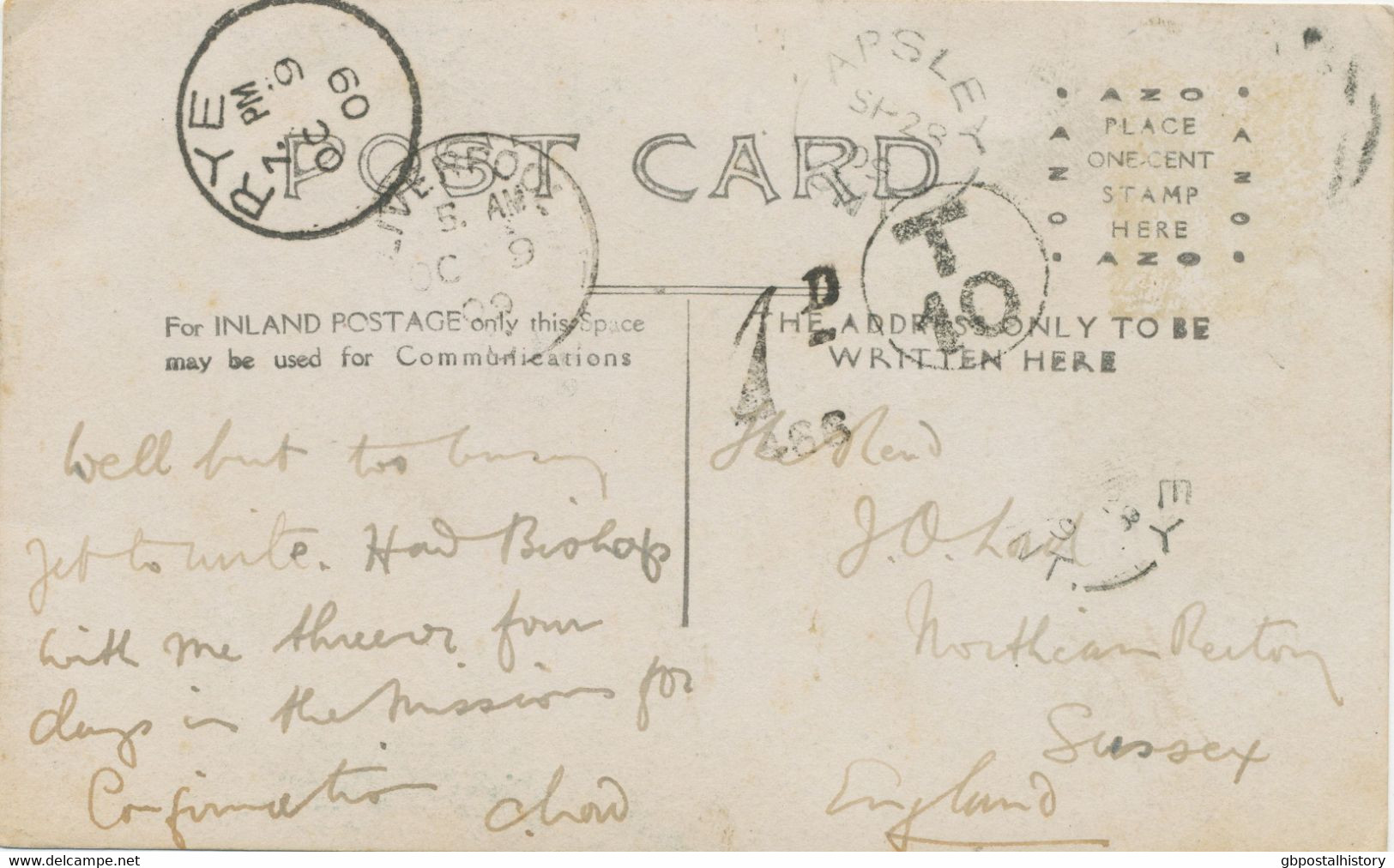 GB VILLAGE POSTMARKS "1 D. 466" (LIVERPOOL, Lancashire) POSTAGE DUE Postmark On Pc From „APSLEY / ONT“ Single Arc Canada - Impuestos