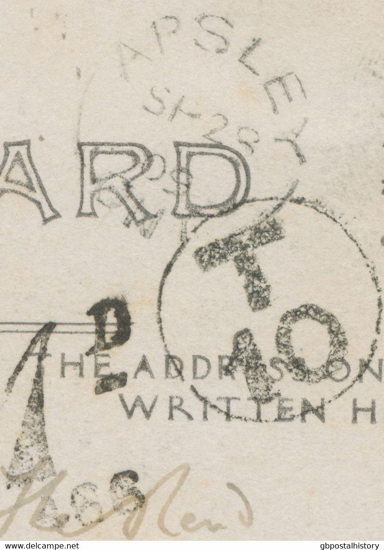 GB VILLAGE POSTMARKS "1 D. 466" (LIVERPOOL, Lancashire) POSTAGE DUE Postmark On Pc From „APSLEY / ONT“ Single Arc Canada - Portomarken