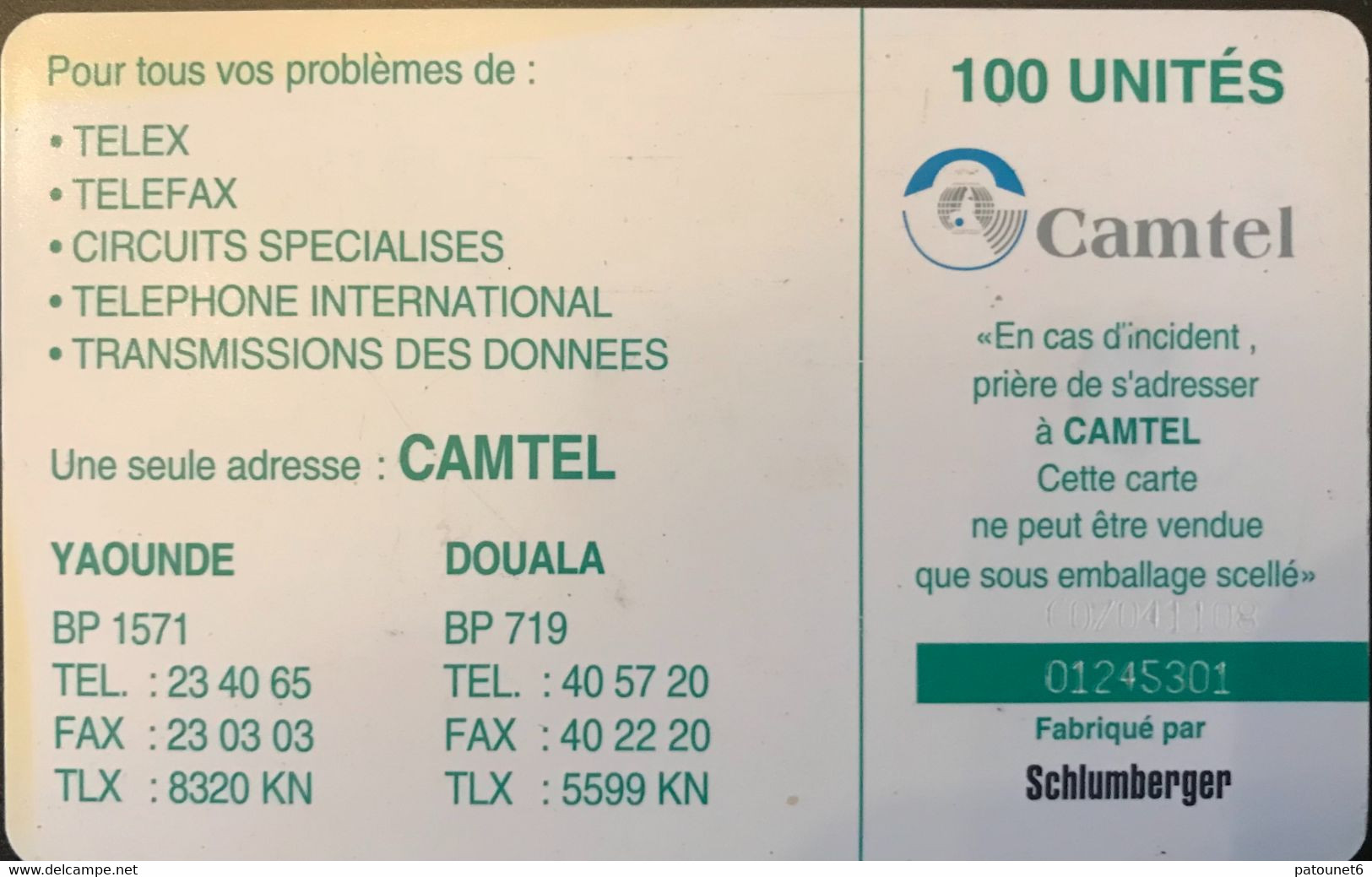 CAMEROUN  -  Phonecard  -  Camtel -  RUMSIKI -  100 Unités - Cameroon