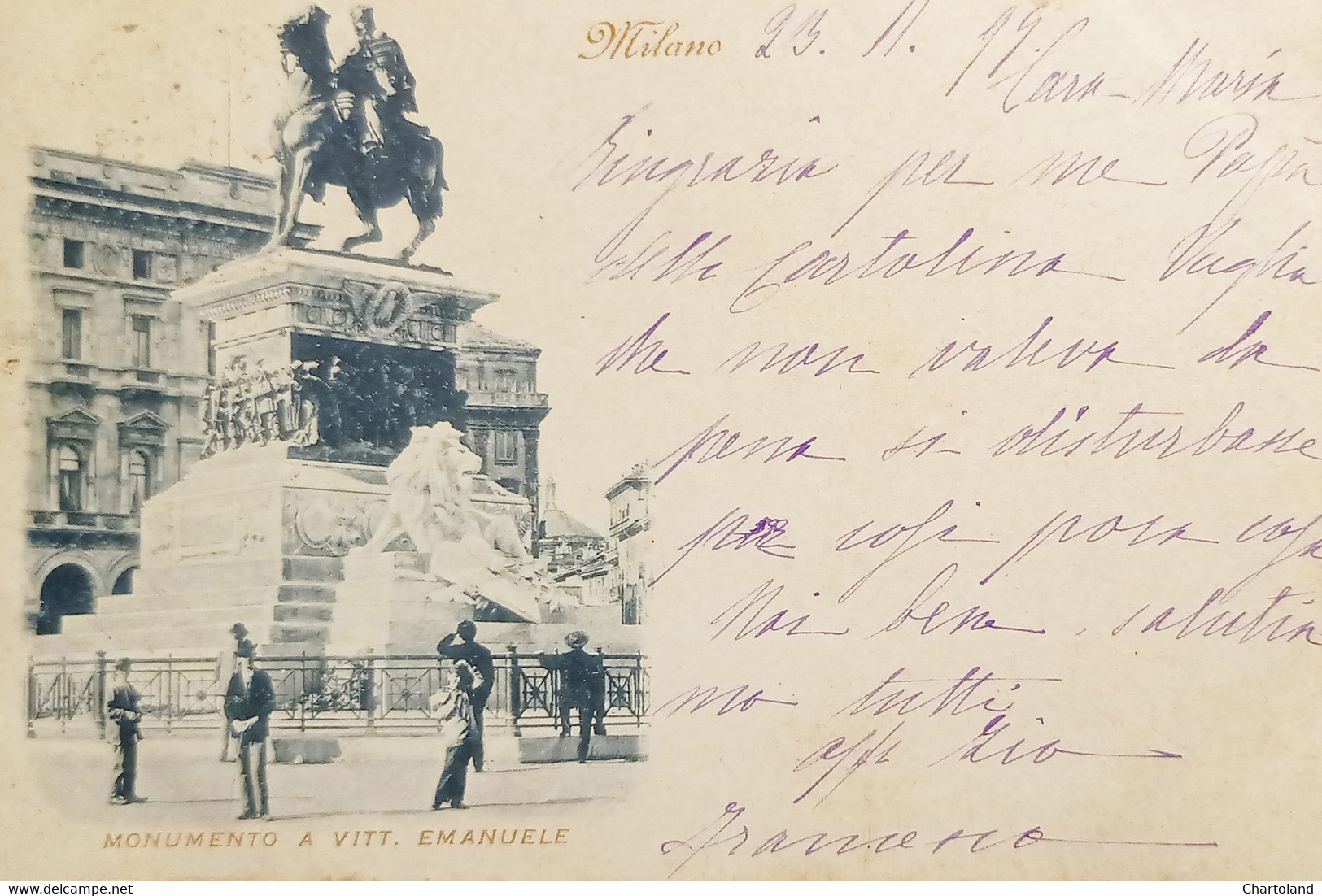 Cartolina - Milano - Monumento A Vittorio Emanuele - 1899 - Milano (Milan)