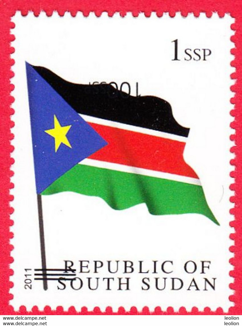 SOUTH SUDAN Surcharge Overprint ERROR  Inverted 100 SSP (thin) And Bars On 1 SSP Flag Stamp Südsudan Soudan Du Sud - Südsudan