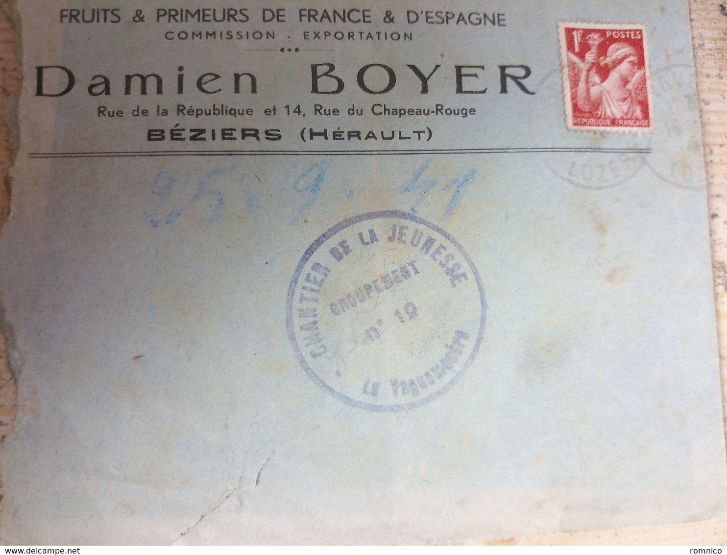 Lettre Chantier De Jeunesse Meyrueis - Militaria