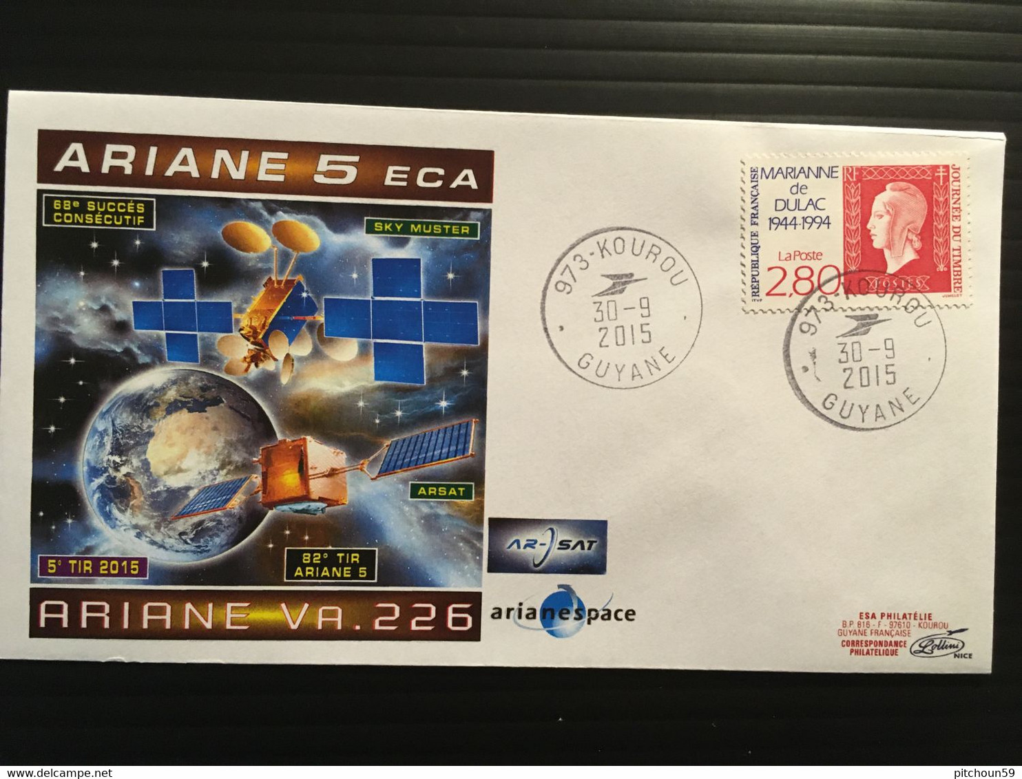 2015 SPACE ARIANE V226 SKY MUSTER ARSAT 2 KOUROU Noir Marianne // PORT GRATUIT Si Achats > 50 Euros - Europa