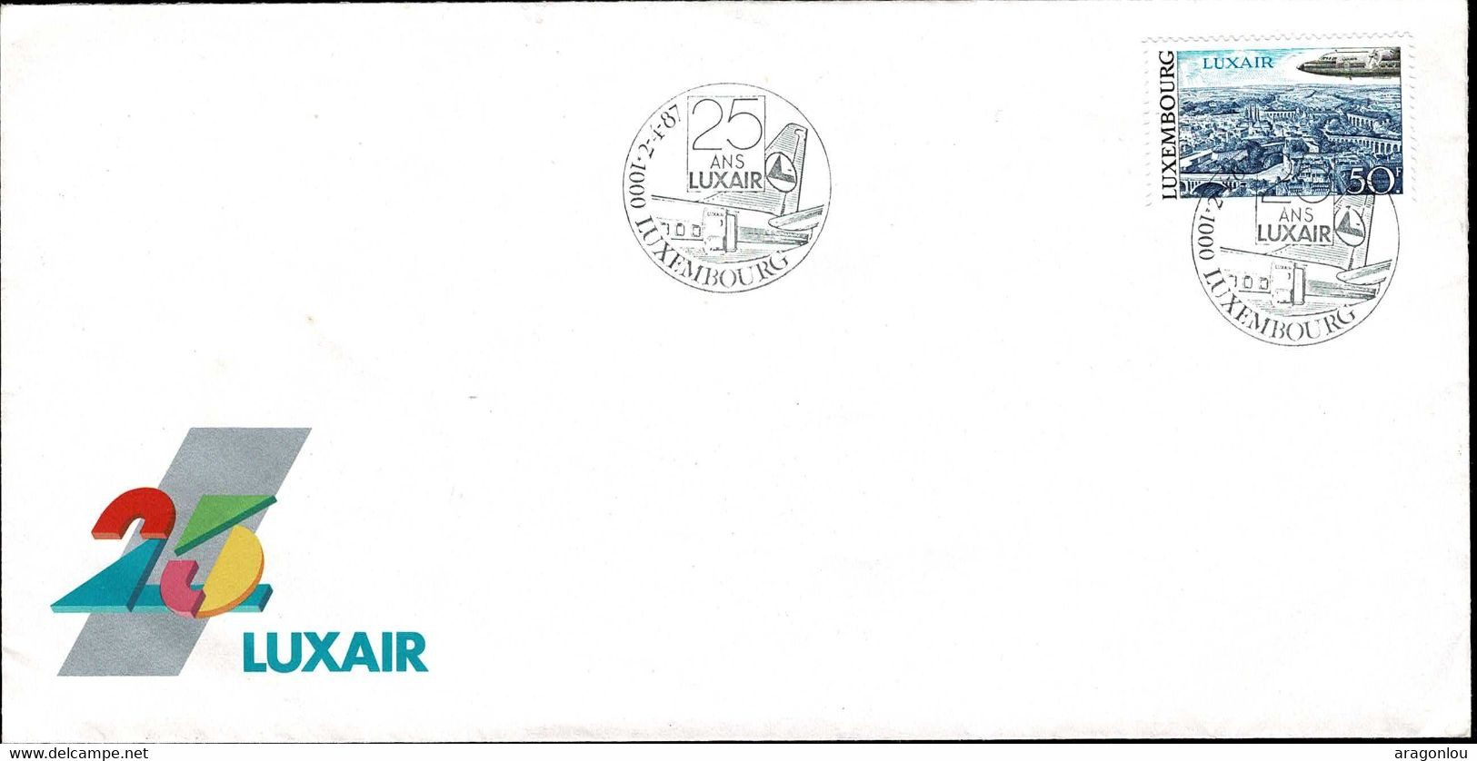 Luxembourg Luxemburg 1987 Luxair 25e Anniversaire  Cachet Spécial - Storia Postale