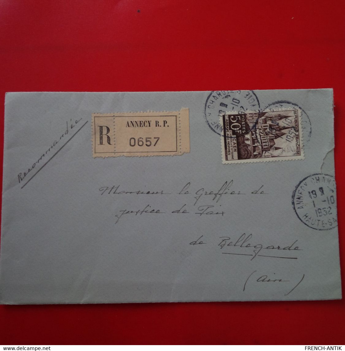 LETTRE RECOMMANDE ANNECY POUR BELLEGARDE - Covers & Documents