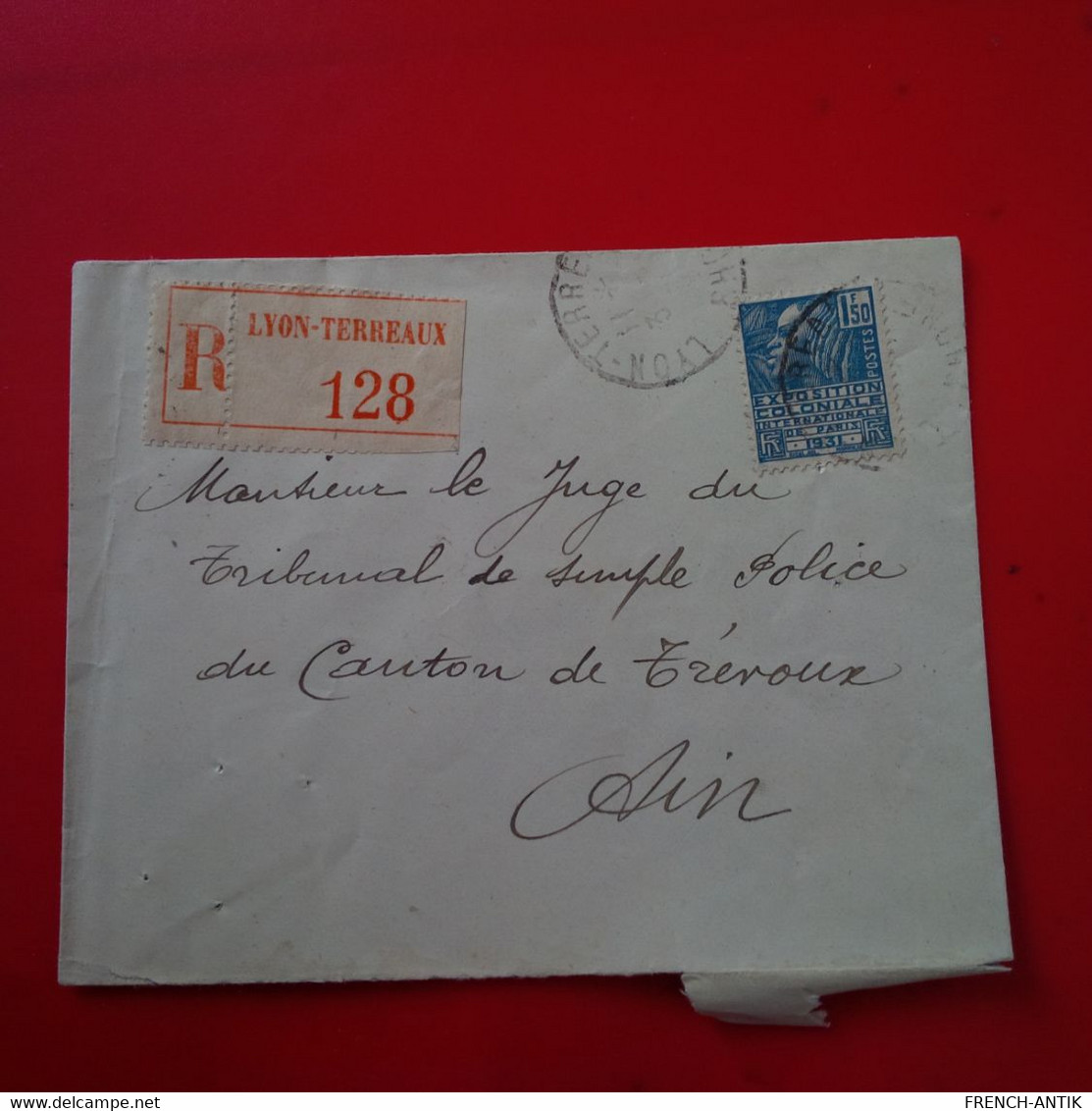 LETTRE RECOMMANDE LYON TERREAUX POUR TREVOUX - Storia Postale