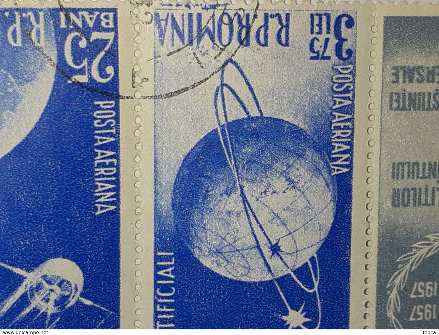 Errors Romania 1957 # Mi 1678, Mi1680  Artificial Satellites, Space, Cosmos, Printed Point After 7 Inverted Watermark - Errors, Freaks & Oddities (EFO)