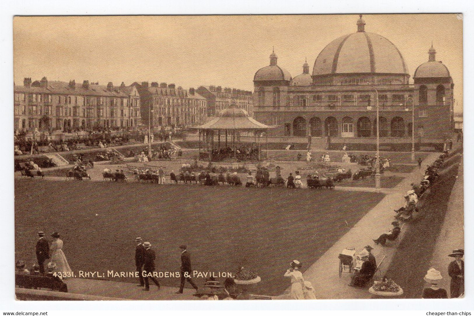 RHYL: Marine Gardens & Pavilion. - Photochrom Sepiatone 43331 - Flintshire